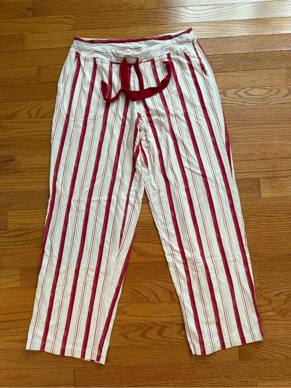 Soma Red Candy Cane Stripe Pajama Set Cotton Modal